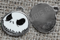 Подвеска Зомби 01 22,2*24,5*1,8мм бело-чёрная (цветные подвески)