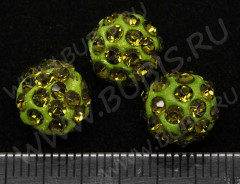 (СКИДКИ!!!) Бусина Шамбала 05 10мм зелёно-жёлтая (керамика и стекло) (5ШТ.)
