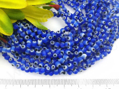 (ОПТ) Бусина с глазом 07 Кузмунчок округлая 4мм синяя (Lampwork) (НИТЬ)
