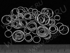 (СКИДКИ!!!) МИКС колечек 01 обычные и двойные микс 4-10мм цвет платины (Iron) (25гр)