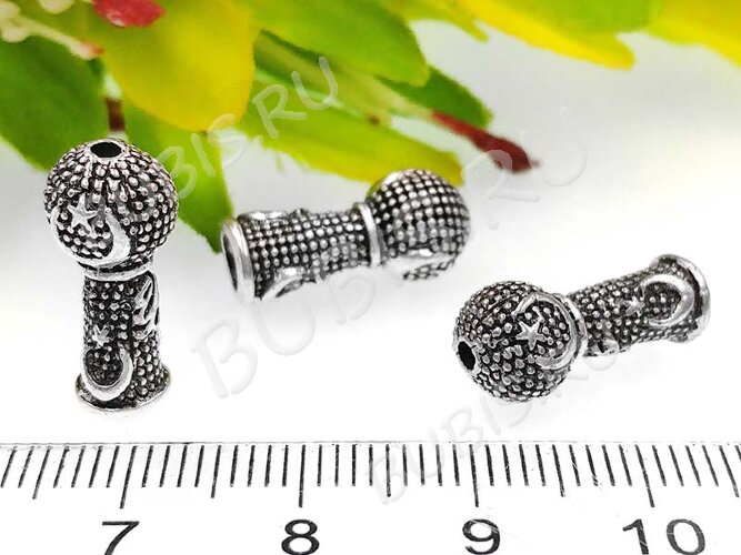 246 Шапочка Конус башня концевик 17*8*8мм античное серебро (литьё)