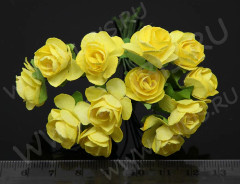 Цветок для декора 01 бумажный 70*10*10мм жёлтый (декор)