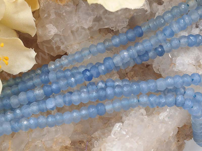 Бусина каменная Рондель 20 ГРАНЁНЫЙ 4*4*2,5мм Кварц тонированный св.синий (камни) (10шт.)