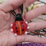 Купить Кулон Божья коровка большая 40*37*12мм красная полупрозрачная (Lampwork) с доставкой по России