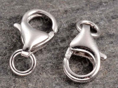 Замочек карабин №069 с колечком серебро 925 10,5*7*3мм цвет платины (Sterling Silver)