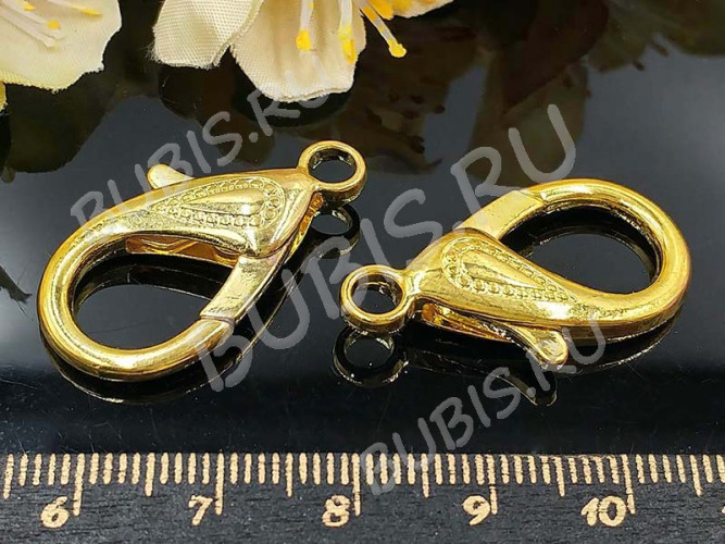 Замочек карабин №023 огромный 29,5*15,5*5,3мм золотистый (литьё)