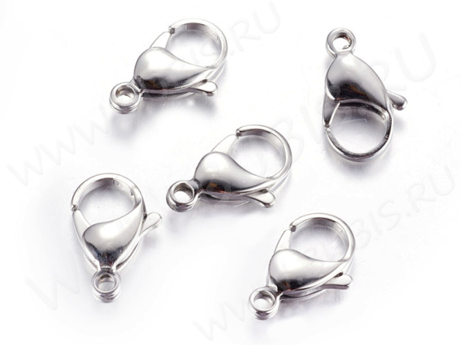 Замочек карабин №072 большой 25*15*6мм цвет платины (Хирургическая сталь)