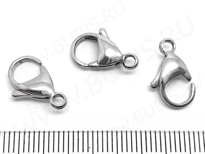 Замочек карабин №072 большой 25*15*6мм цвет платины (Хирургическая сталь)