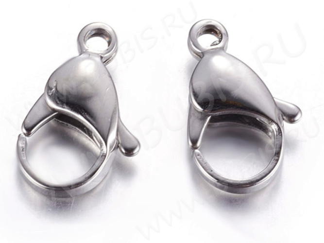 Замочек карабин №072 большой 25*15*6мм цвет платины (Хирургическая сталь)