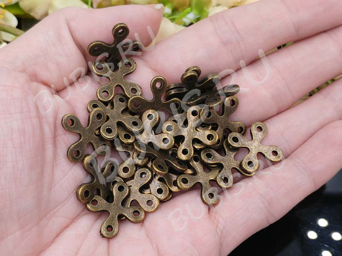 332 Коннектор Крест 18*18*1,7мм античная бронза (литьё)