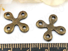 332 Коннектор Крест 18*18*1,7мм античная бронза (литьё)