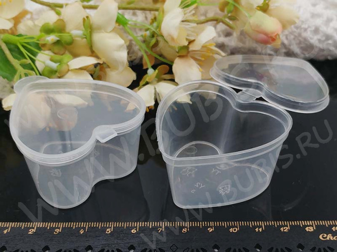 Контейнер для хранения 31 с крышкой Сердечко 5,8*5,5*3,2см прозрачный (пластик)