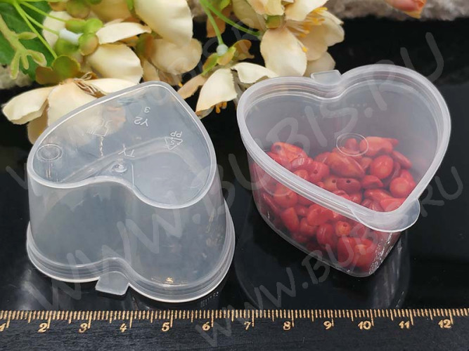 Контейнер для хранения 31 с крышкой Сердечко 5,8*5,5*3,2см прозрачный (пластик)