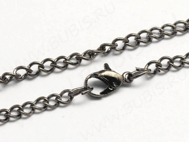 Шнур с замочком 43 Цепочка для кулона 3,5*2мм чёрный никель (Iron) (80см)