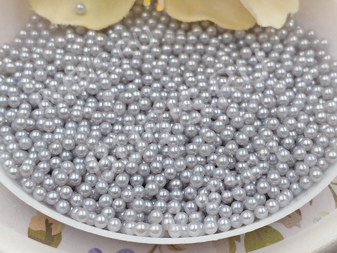 Наполнение для смолы и бутылочек 100 шарики без отверстий 2мм  жемчужные серые (декор) (100шт.)