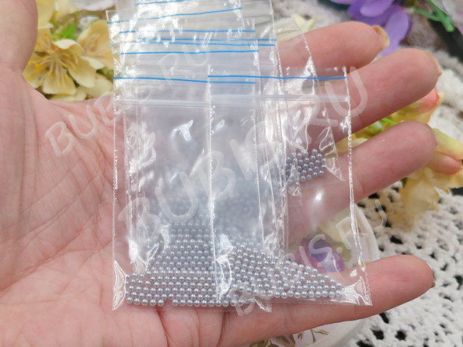 Наполнение для смолы и бутылочек 100 шарики без отверстий 2мм  жемчужные серые (декор) (100шт.)