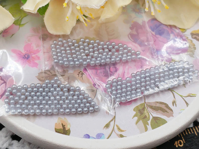 Наполнение для смолы и бутылочек 100 шарики без отверстий 2мм  жемчужные серые (декор) (100шт.)
