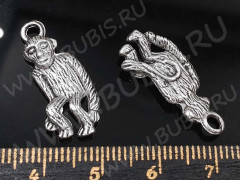 Подвеска Обезьяна 01 3D 24,5*10,5*3,5мм античное серебро (литьё)