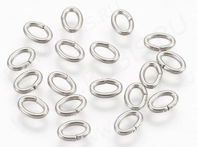 Колечки овальные 6*4*1мм цвет платины (Хирургическая сталь) (50шт)