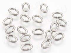 Колечки овальные 6*4*1мм цвет платины (Хирургическая сталь) (50шт)