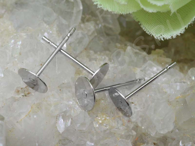 (СКИДКИ!!!) Пуссеты ("гвоздики") №081 с платформой 6мм 12*6*6мм цвет платины (Brass) (10 ПАР)