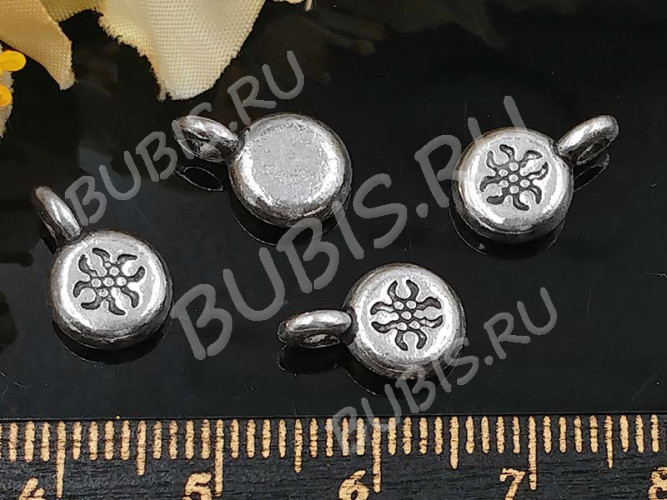 Подвеска Таблетка 01 3D бейл клеевой с узором 12*8*3мм античное серебро (литьё)