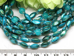 Бусина каменная Рис 08 9-10*4,5-5мм Перламутр голубо-бирюзовый (перламутр и ракушки) (НИТЬ)