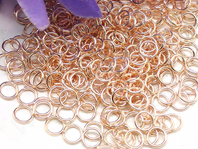 Колечки обычные 8*0,9мм светло-розовое золото (Iron) (100шт)