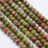 Купить (ОПТ) Бусина округлая ГРАНЁНАЯ "каменный бисер" 2мм Унакит (камни LUX) (НИТЬ) с доставкой по России