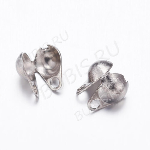Зажимы №56 Калотты (скуфейки) концевики стальные 4*2,5мм цвет платины (Хирургическая сталь) (20шт)