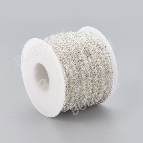 Цепочка S53-S Ювелирная сталь с плоским звеном 2,8*2*0,45мм серебристая (Хирургическая сталь) (50см)