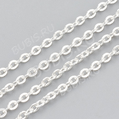 Цепочка S53-S Ювелирная сталь с плоским звеном 2,8*2*0,45мм серебристая (Хирургическая сталь) (50см)