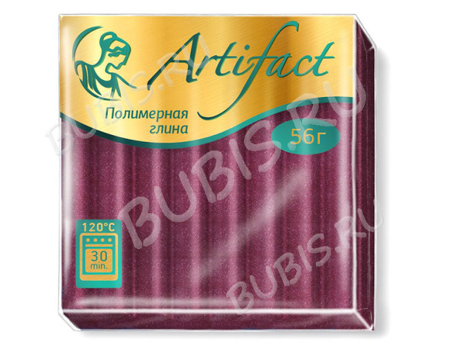 Полимерная глина Артефакт 211 вишневый с блестками 56г.