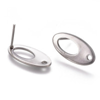Пуссеты ("гвоздики") №219 Капля овал с отверстием 19*9мм цвет платины (Хирургическая сталь)(1 пара)