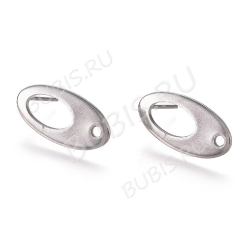 Пуссеты ("гвоздики") №219 Капля овал с отверстием 19*9мм цвет платины (Хирургическая сталь)(1 пара)