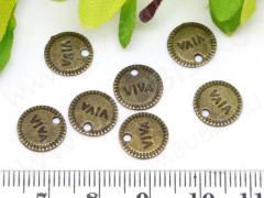 (СКИДКИ!!!) Подвеска Жетон 09 двусторонняя Круглый &quot;Viva&quot; 10*10*0,9мм античная бронза (литьё) (10шт.)