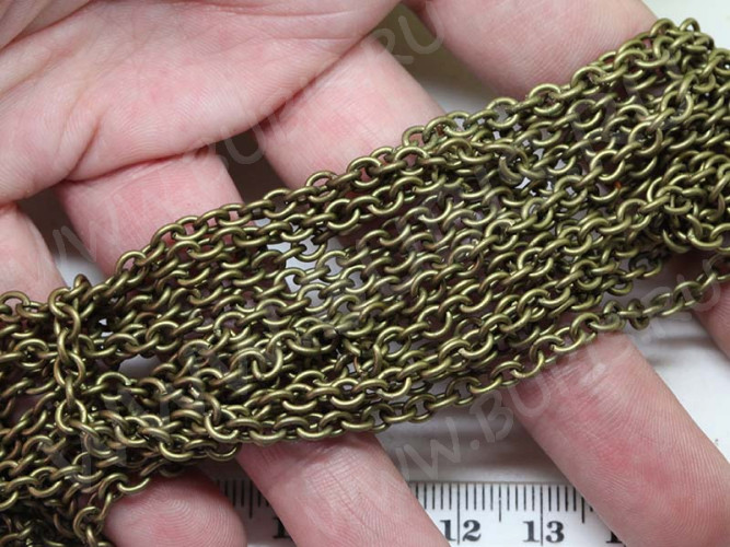 Цепочка I109 с простым плетением звено 4,5*4,0мм античная бронза (Iron) (50см)