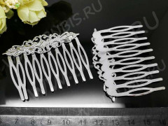 Основа (заготовка) для заколки №32 гребешок с филигранью 56*45*2мм цвет платины (Iron и Brass)