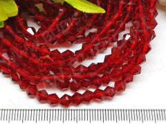 (СКИДКИ!!!) Бусина Биконус гранёный 5*4,5мм Хрусталь рубиновый прозрачный (имитация Сваровски) (20шт.)