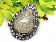 Кулон 36 имитация камня со стразами 71*47*14мм античное серебро и т.бежевый (металл, резин и стекло)