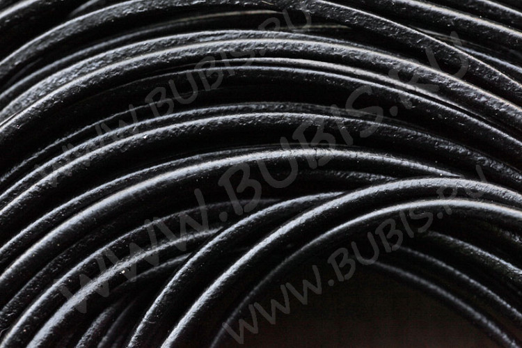 Шнур кожаный 11 воловья кожа округлый 3мм чёрный (1м)