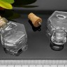 Купить Бутылочка 66 фигурная с пробкой и штифтом Гексагон 25*20*11мм прозрачная (стекло) с доставкой по России