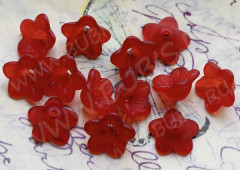 Бусина акрил Цветочек 03 матовый чашечка 12,5*12,5*6,2мм т.красный полупрозрачный (акрил) (10шт.)