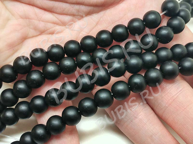 (СКИДКИ!!!) Бусина округлая 8мм Шунгит чёрный матовый имит. (камни) (10шт.)