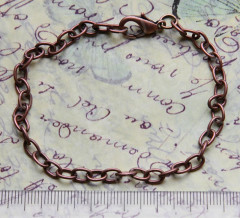 Основа (заготовка) для браслета №08 цепочка с карабином 21см античная медь (Iron+Brass)