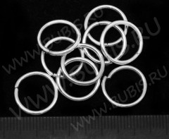 Колечки обычные толстые 14*1,5мм серебистые (Iron) (10шт.)