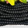 Купить (ОПТ) Бусина округлая матовая 4мм чёрная непрозрачная (стекло) (нить) с доставкой по России