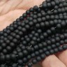 Купить (ОПТ) Бусина округлая матовая 4мм чёрная непрозрачная (стекло) (нить) с доставкой по России