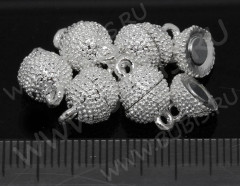 Магнитный замочек №19 с петельками округлый 13*8*8мм серебристый (Brass)