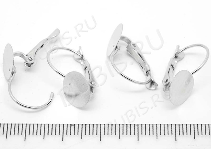 Швензы с французским замком №04 с платформой (10мм) 22*13,5*2,6мм цвет платины (Iron) (1 пара)